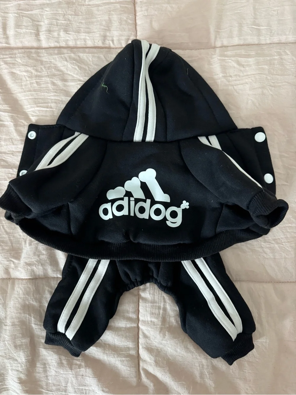 Black Dog Hoodie Tracksuit with White Stripes
